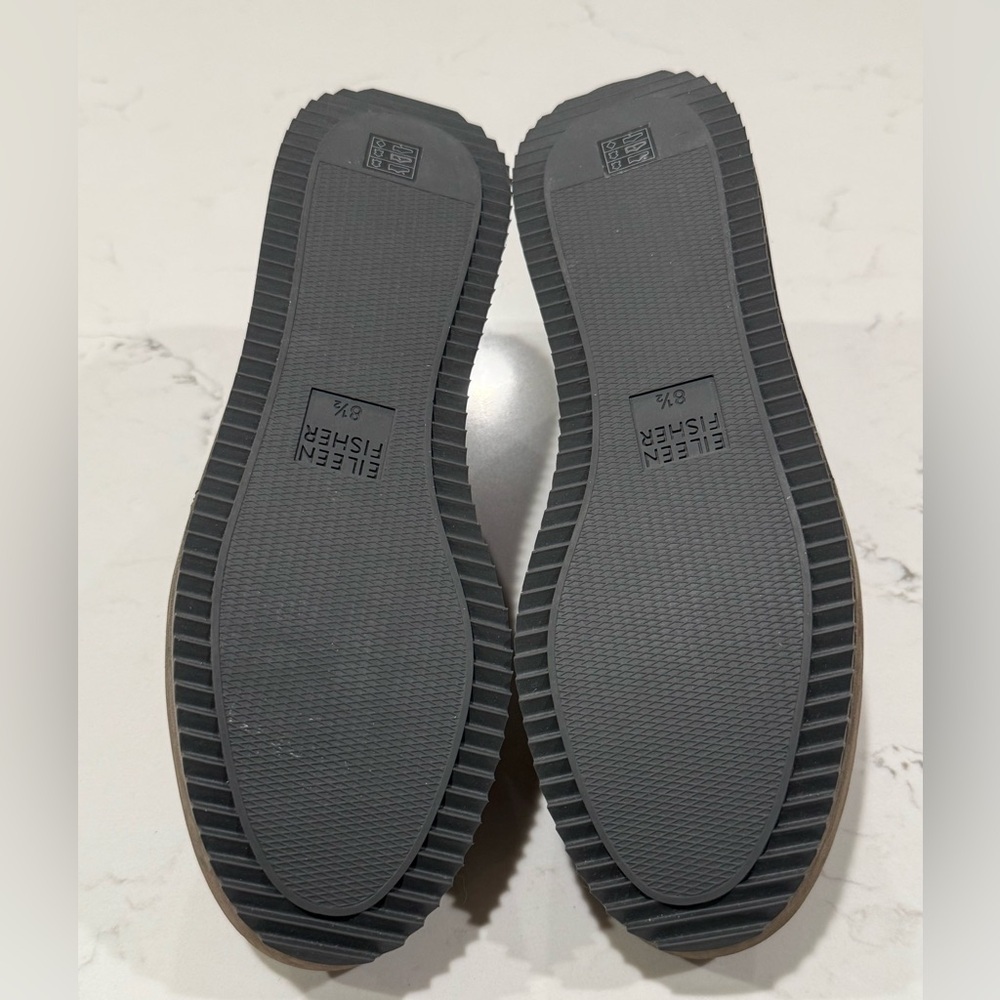Eileen Fisher Loafers Women's Size 8.5 Gray Nubuck Wedge Platform Shoes - Picture 8 of 9